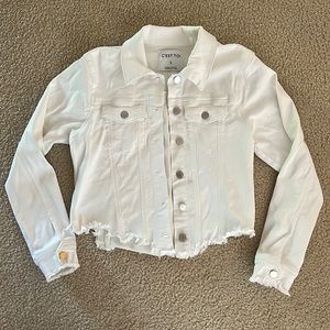 C’EST TOI White Jean Jacket with Distressed Detailing